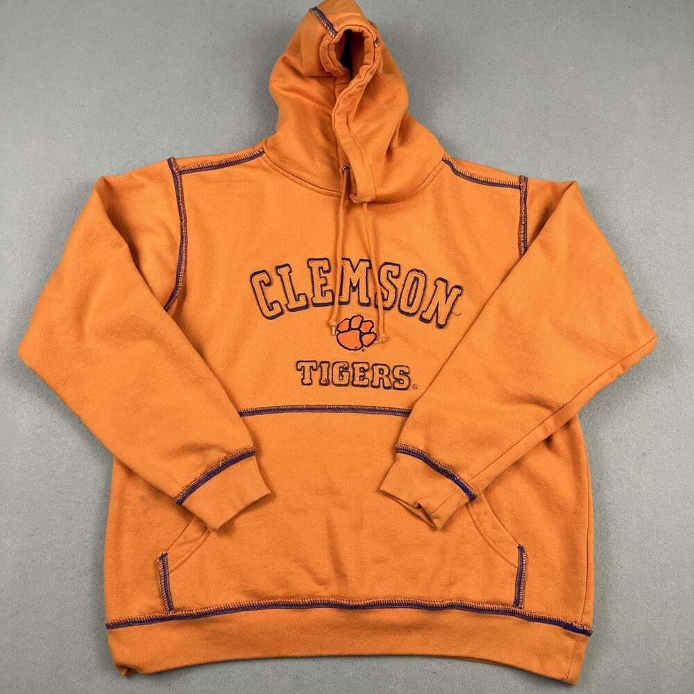 Clemson Tigers Hoodie Sweatshirt Men Large Orange NCAA Football Champs Sports L
